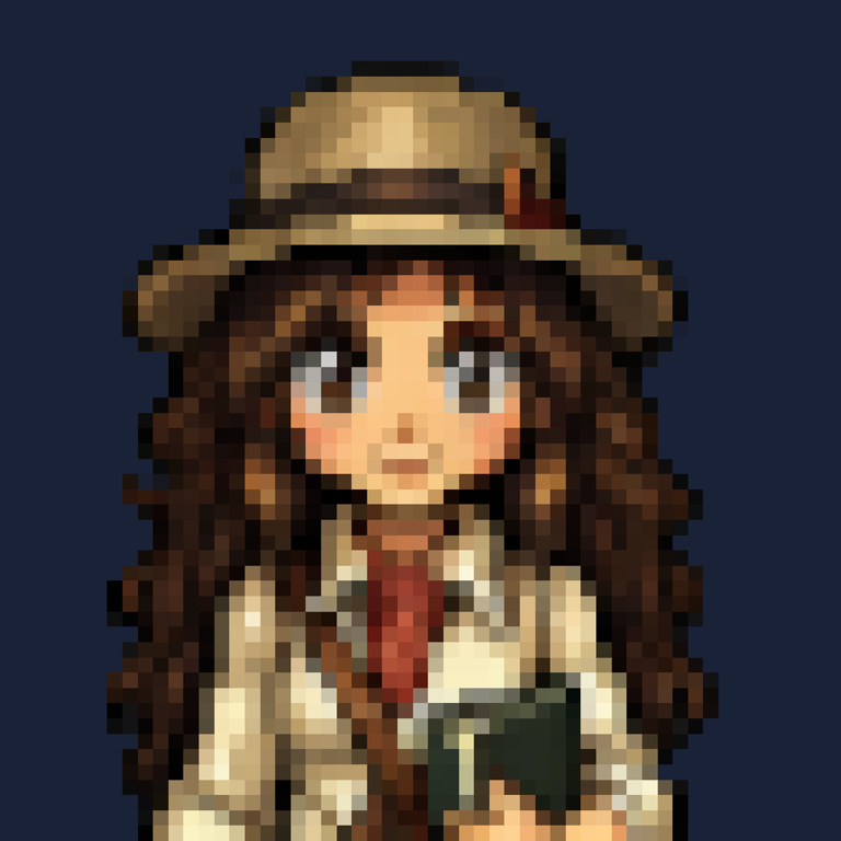 Tala Engel, the game's protagonist — a pixel-art portrait